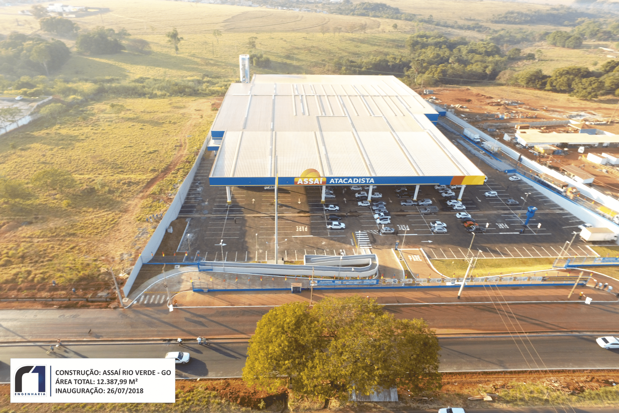 Obra: Assaí Rio Verde – GO Área total: 12.387,99 m² Inauguração: 26/07/2018 Empresa responsável: R1 Engenharia